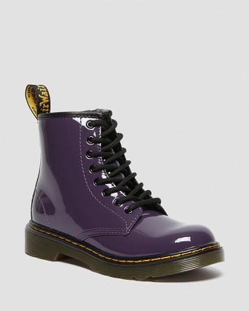 Dr Martens Junior 1460 Lak Leren Veterlaarzen Kinderen Paars | NL 137YXF